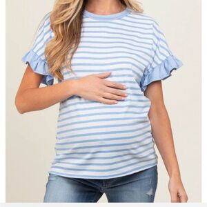 Blue Striped Maternity Top